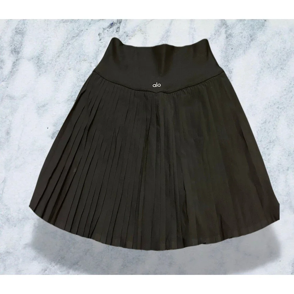 ALO Yoga Black Pleated A-Line Skirt M